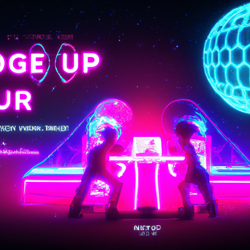 Nightcade hero: neon arcade scene with players